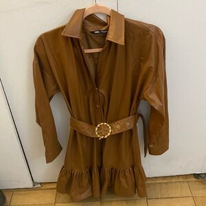 Brown leather dress